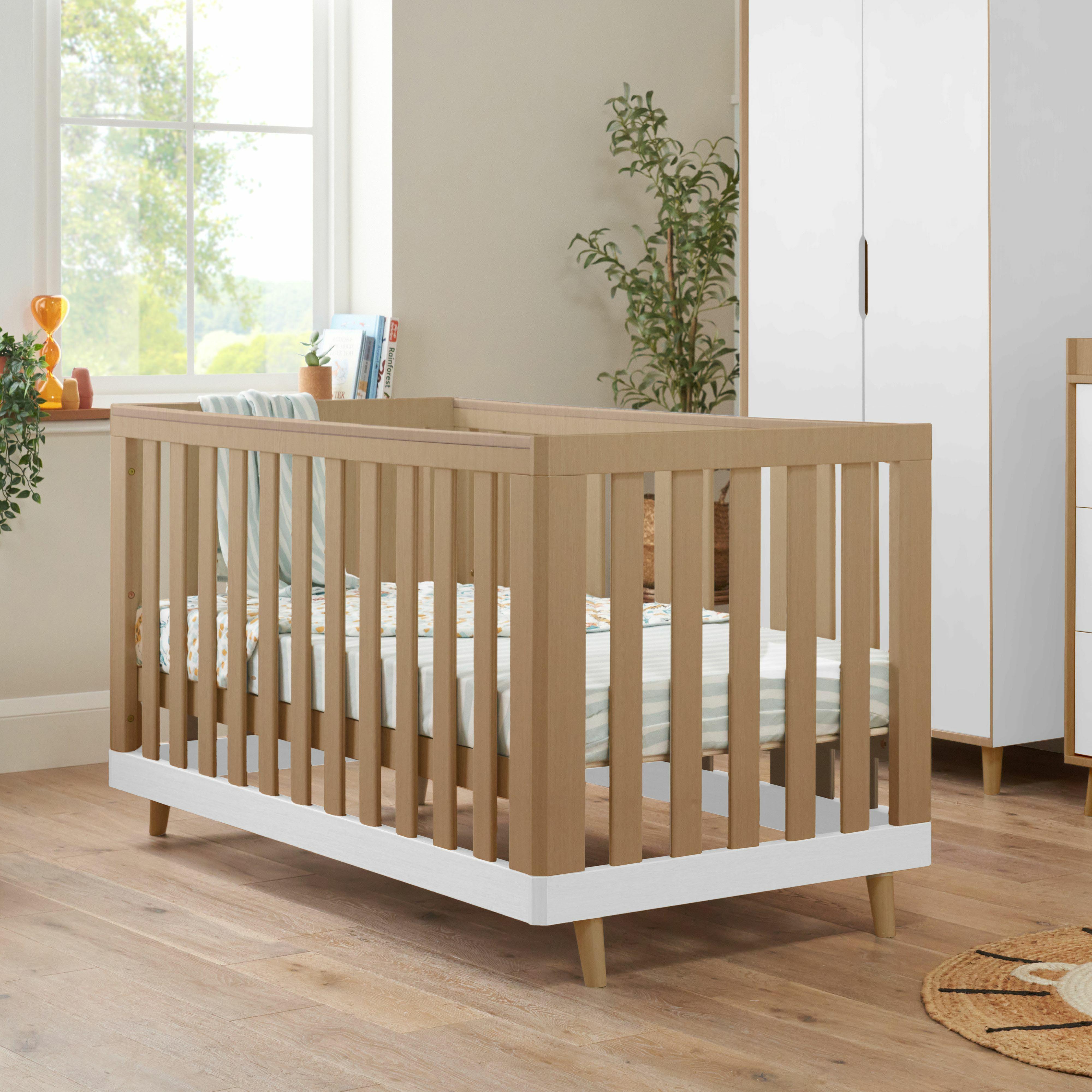Tutti Bambini Hygge Cot Bed  - White/Light Oak