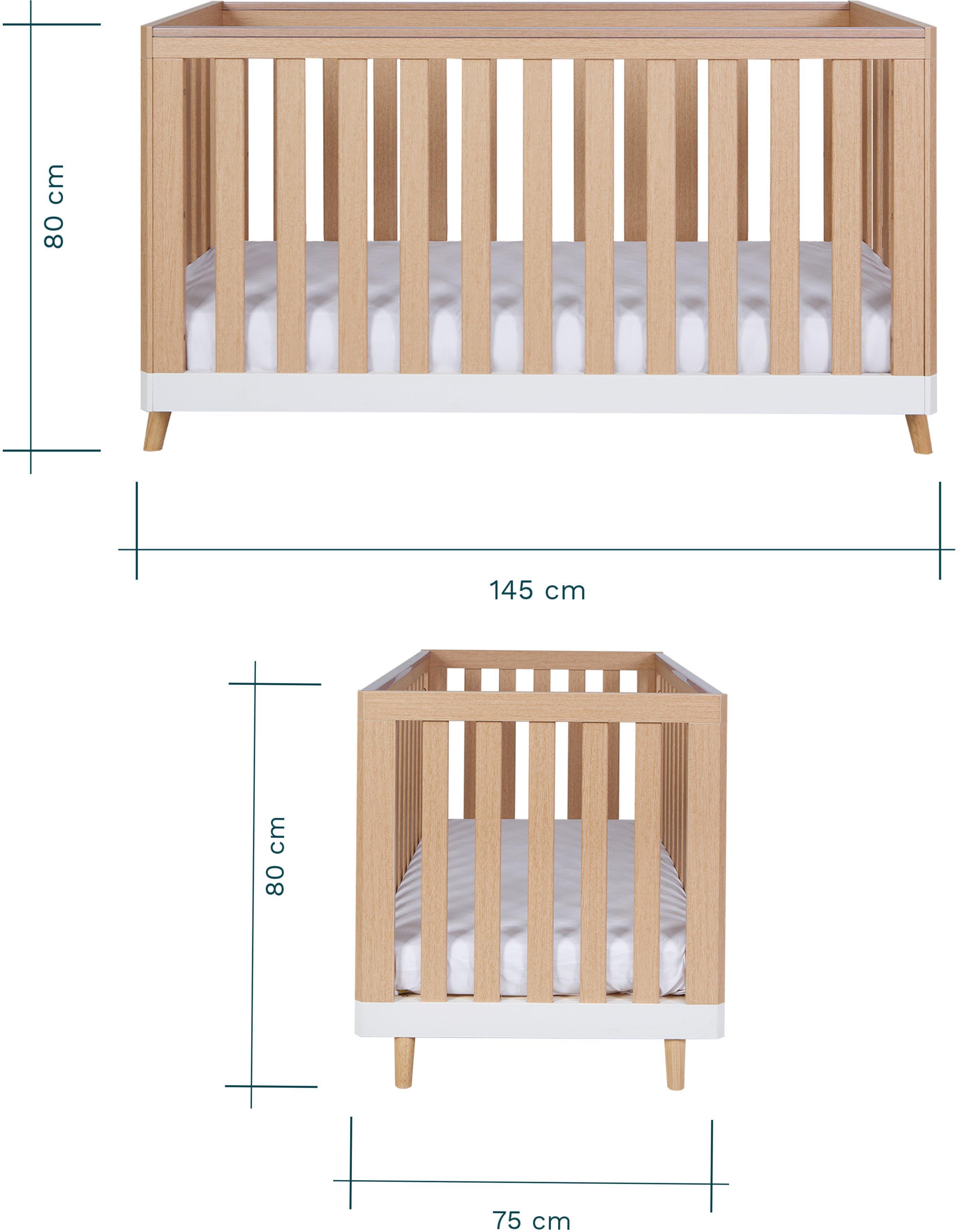 Tutti Bambini Hygge Cot Bed  - White/Light Oak