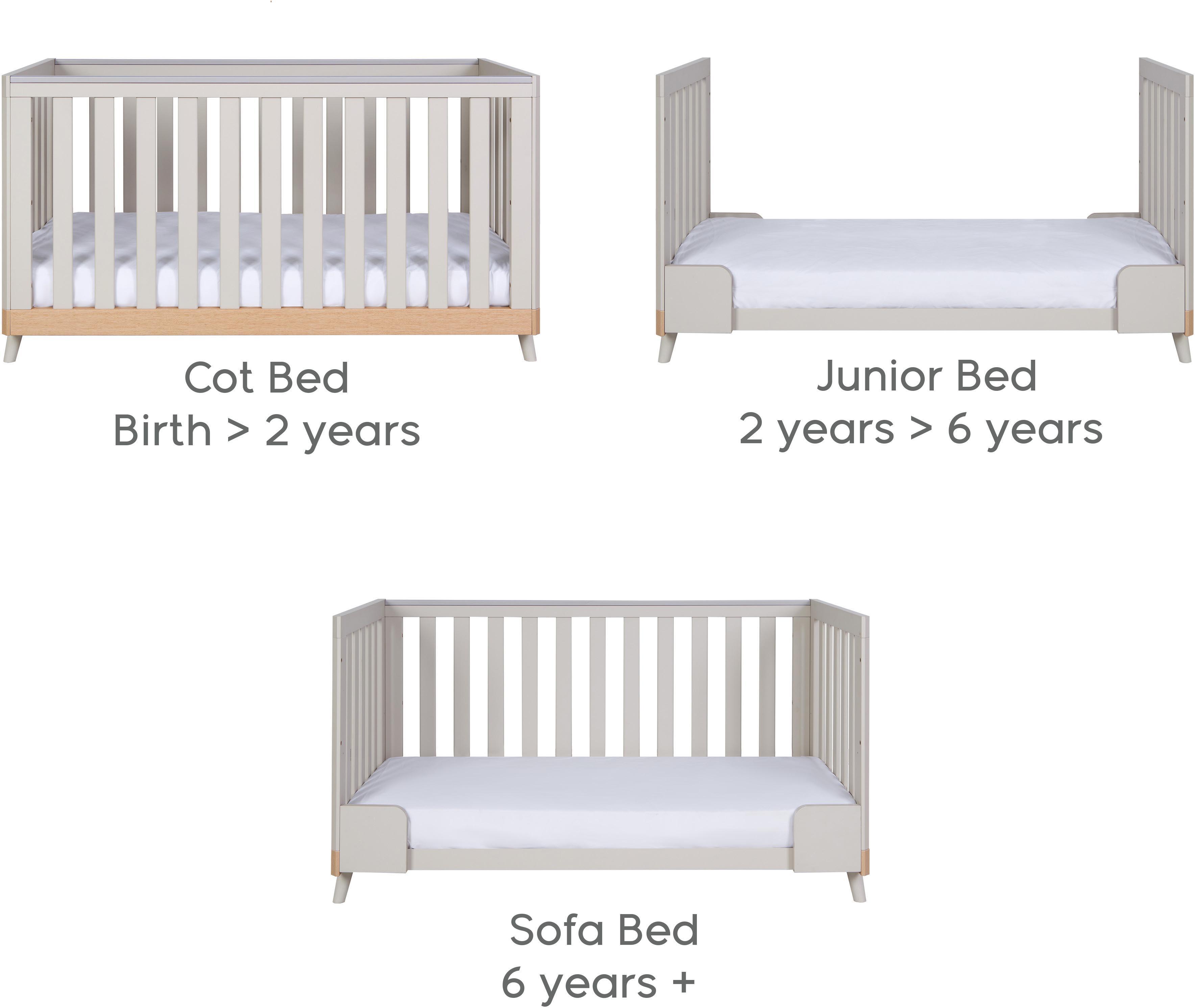 Tutti Bambini Hygge Cot Bed  -  Light Oak/White Sand