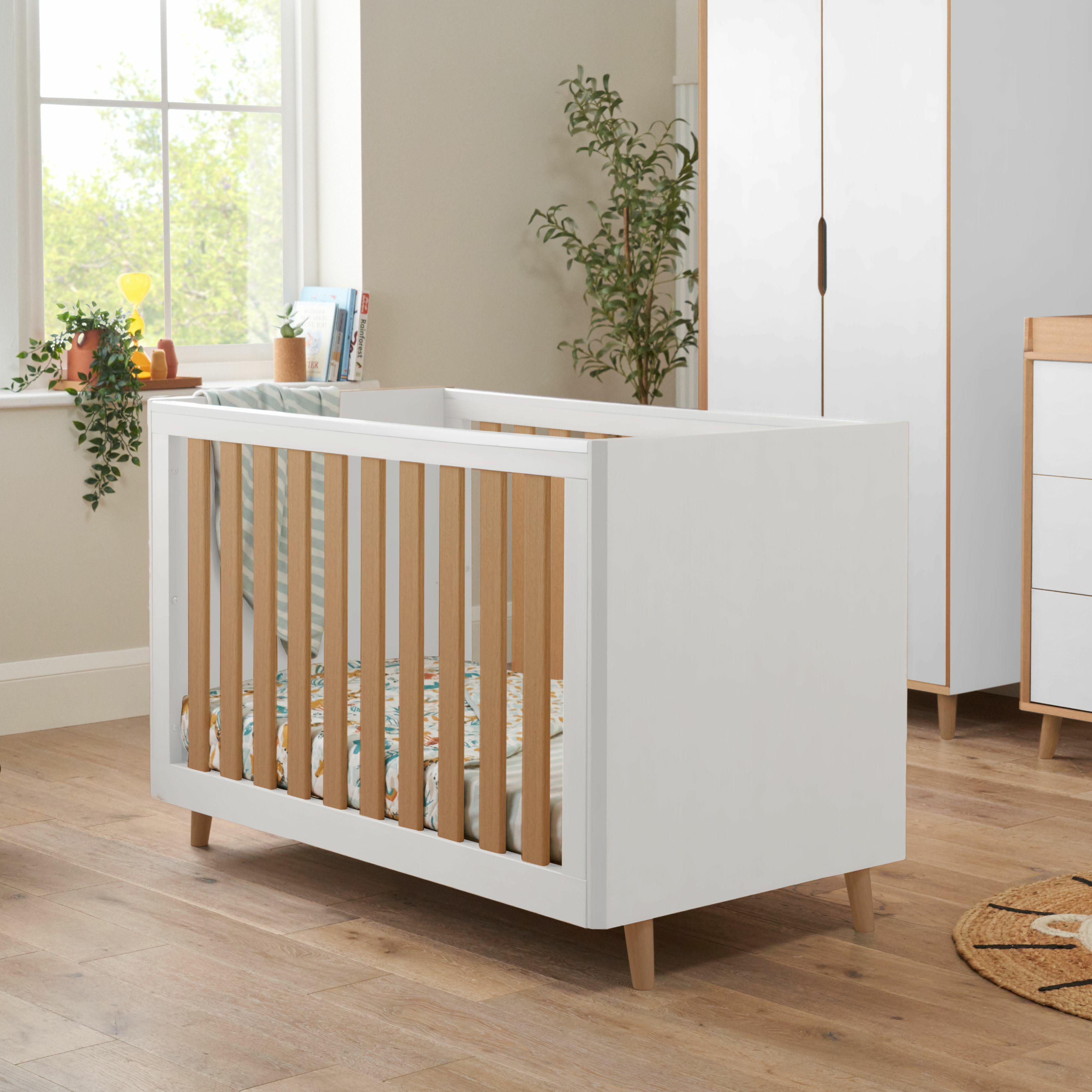 Tutti Bambini Fika Mini Cot Bed  - White/Light Oak