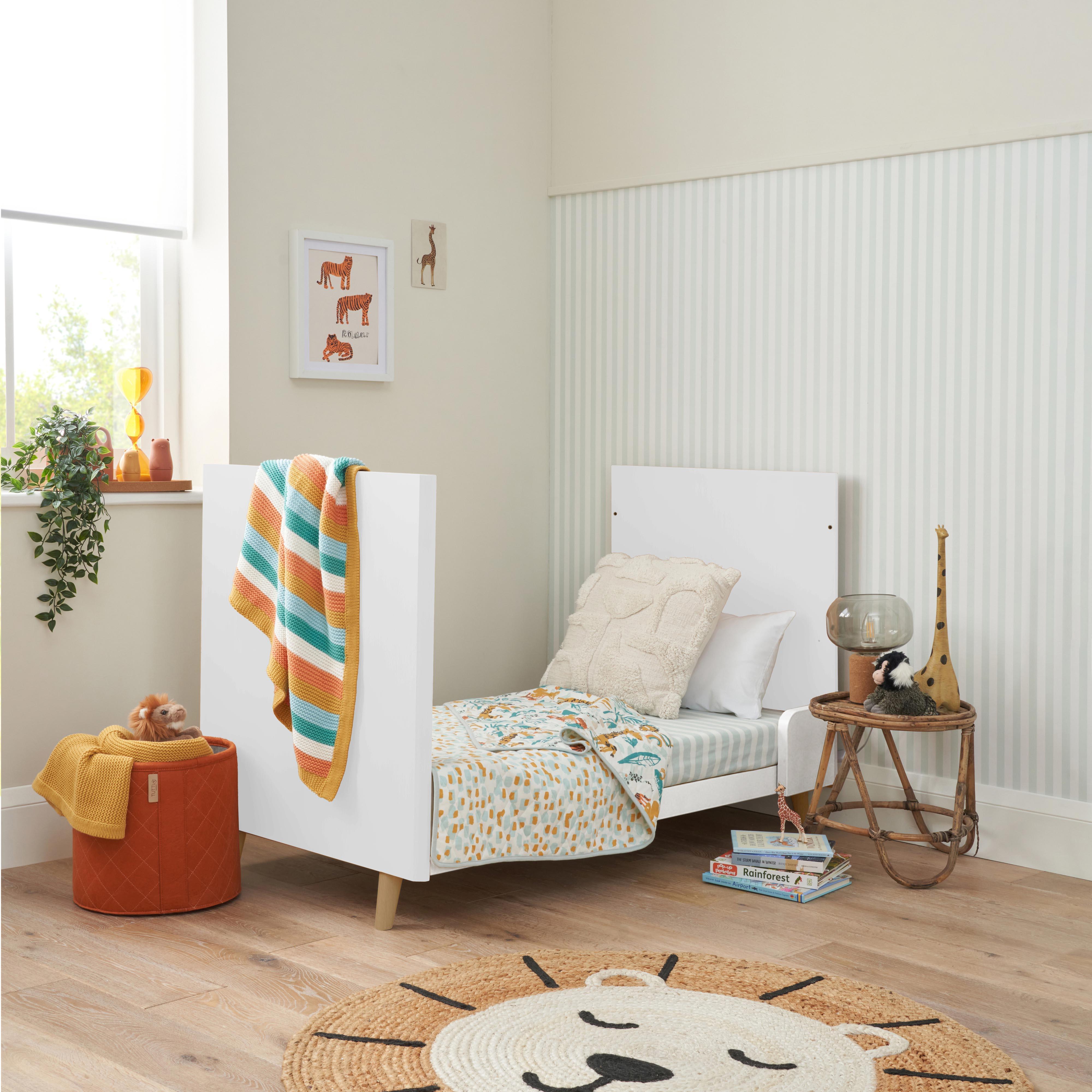 Tutti Bambini Fika Mini Cot Bed  - White/Light Oak