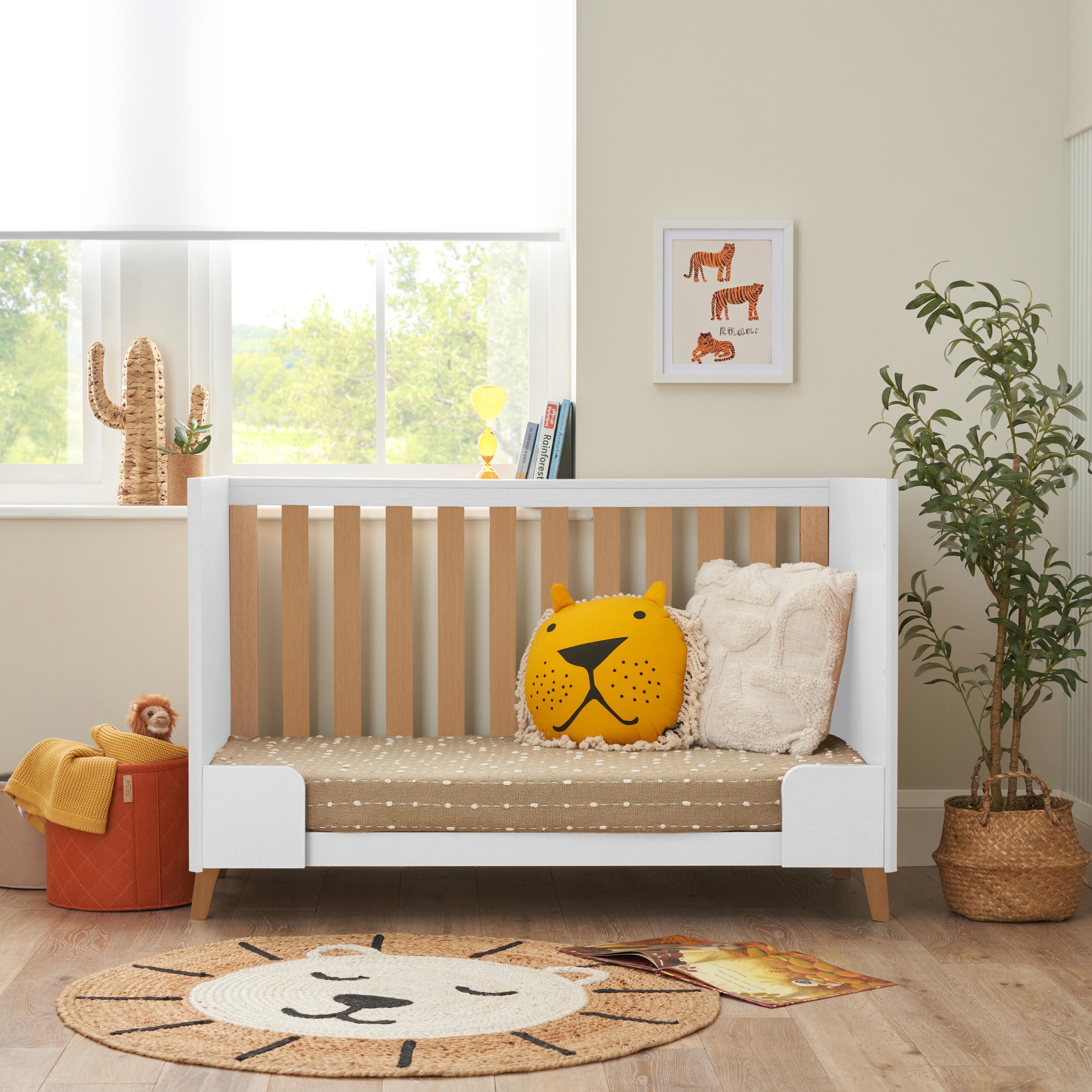 Tutti Bambini Fika Mini Cot Bed  - White/Light Oak