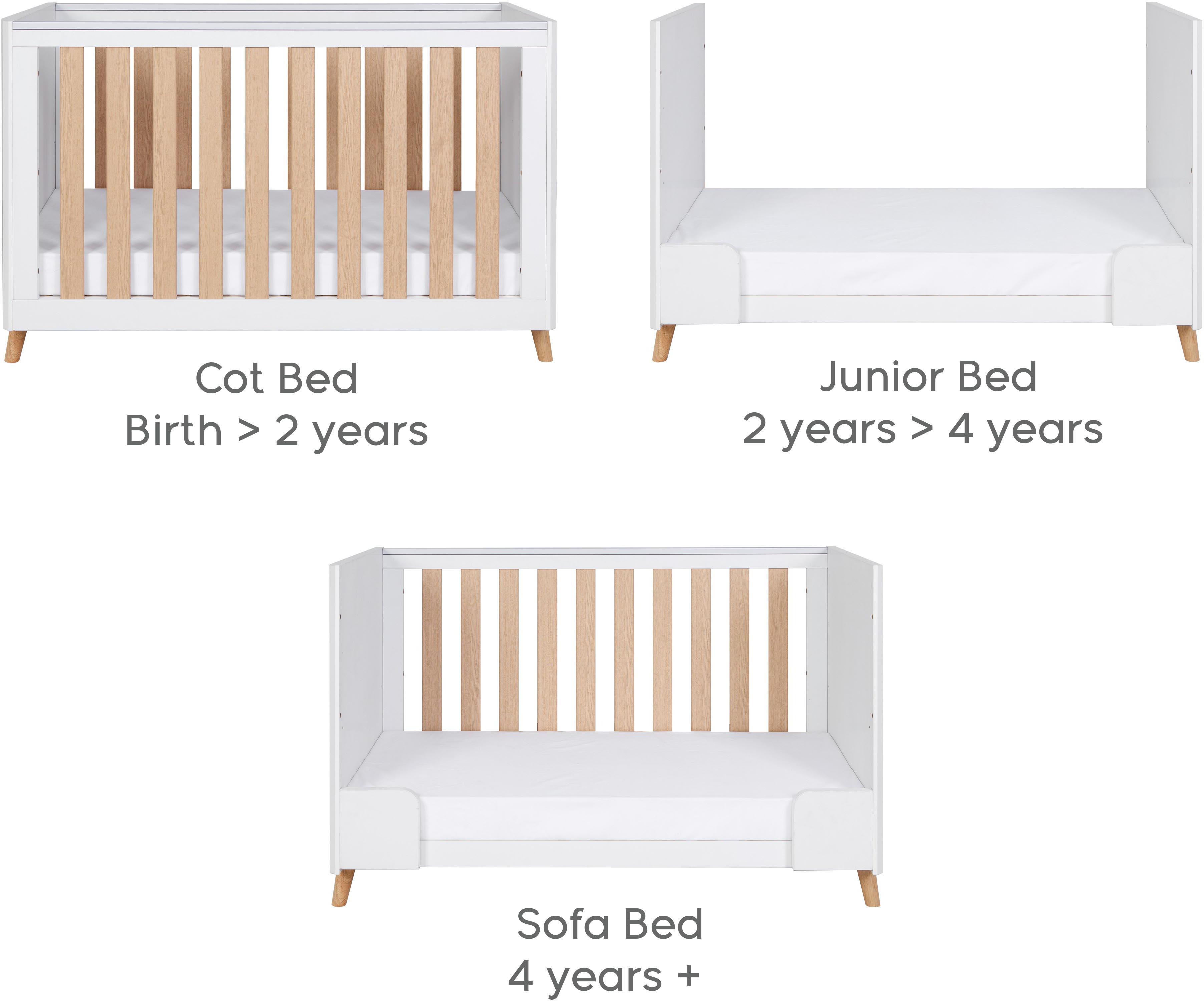 Tutti Bambini Fika Mini Cot Bed  - White/Light Oak
