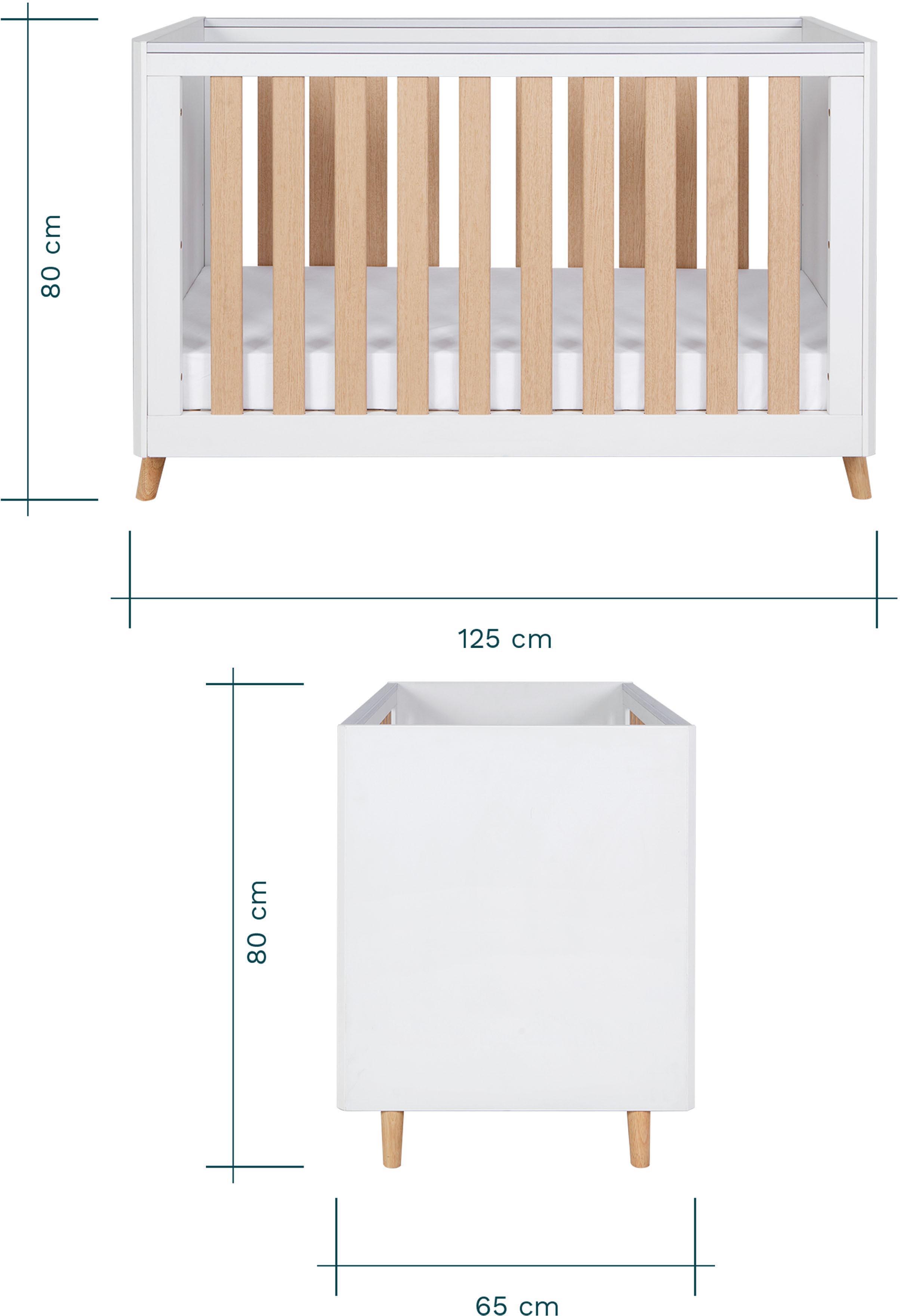 Tutti Bambini Fika Mini Cot Bed  - White/Light Oak
