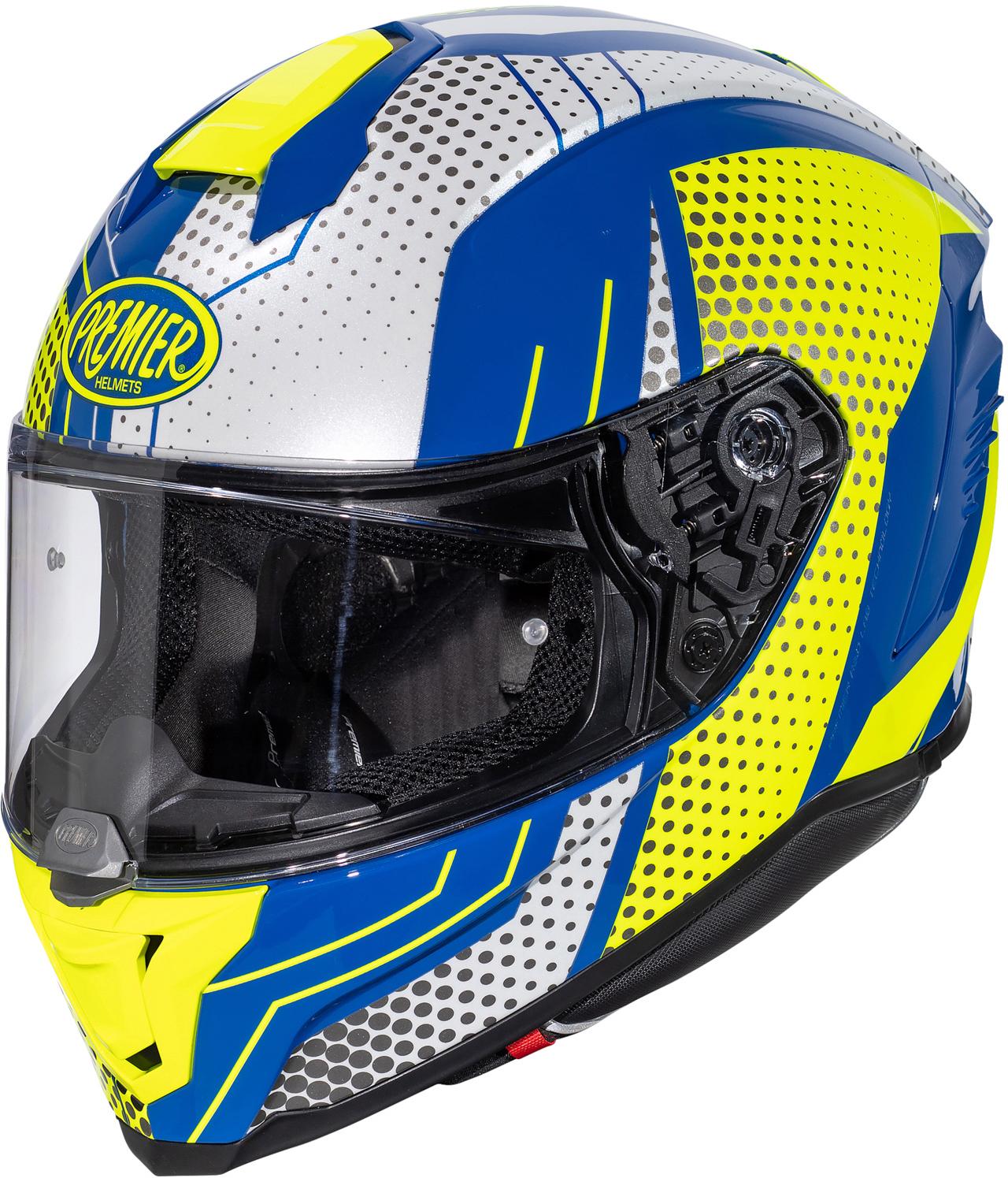 Premier Hyper Bp Full Face Motorcycle Helmet - White/Blue, Xl