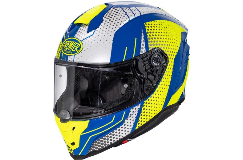 Premier Hyper BP Full Face Motorcycle Helmet - White/Blue Premier Hyper BP Full Face Motorcycle Helmet - White/Blue