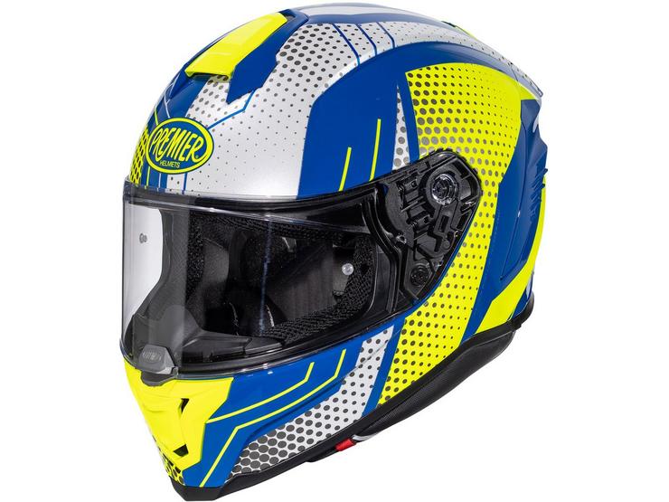 Premier Hyper BP Full Face Motorcycle Helmet - White/Blue, L