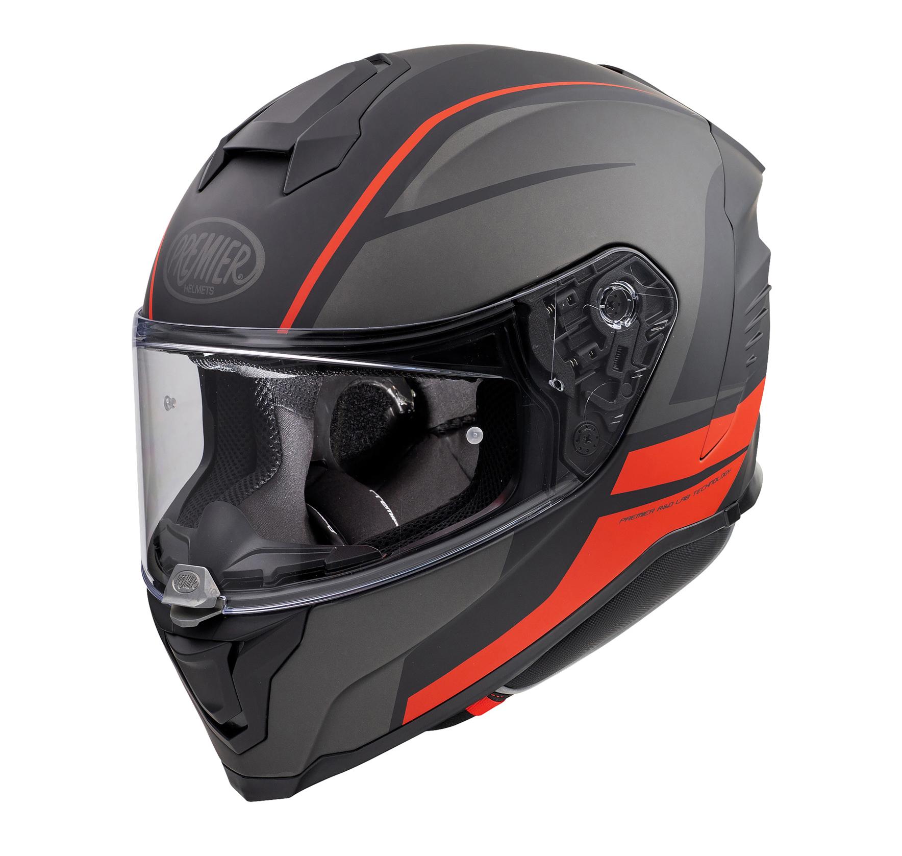 Premier Hyper De Full Face Motorcycle Helmet - Black/Red, M