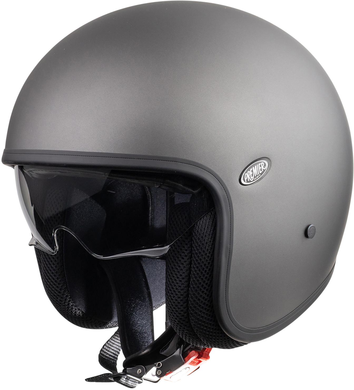 Premier Vintage Open Face Motorcycle Helmet - Gunmetal, M