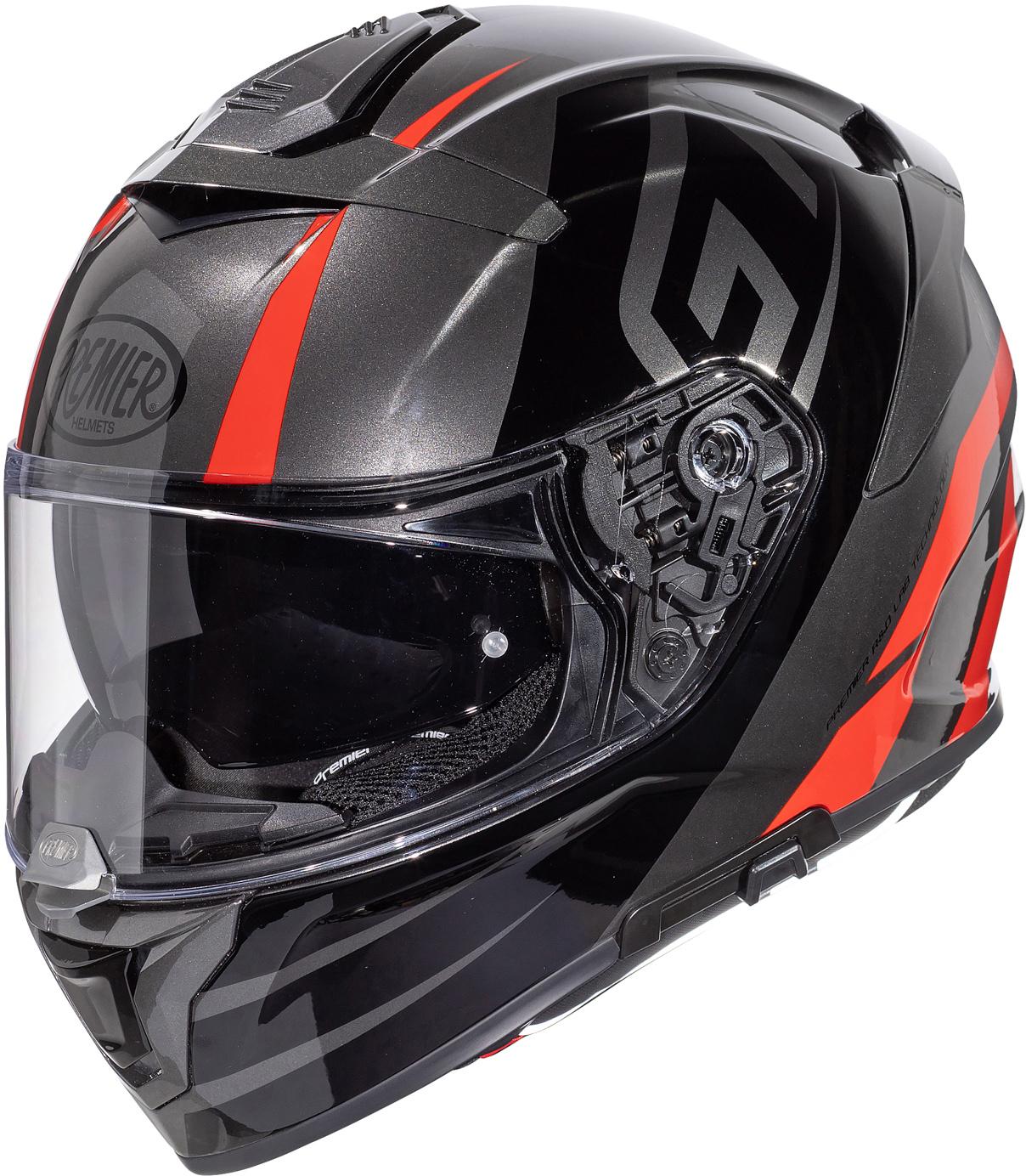 Premier Devil Gt Full Face Motorcycle Helmet - Black/Red, L