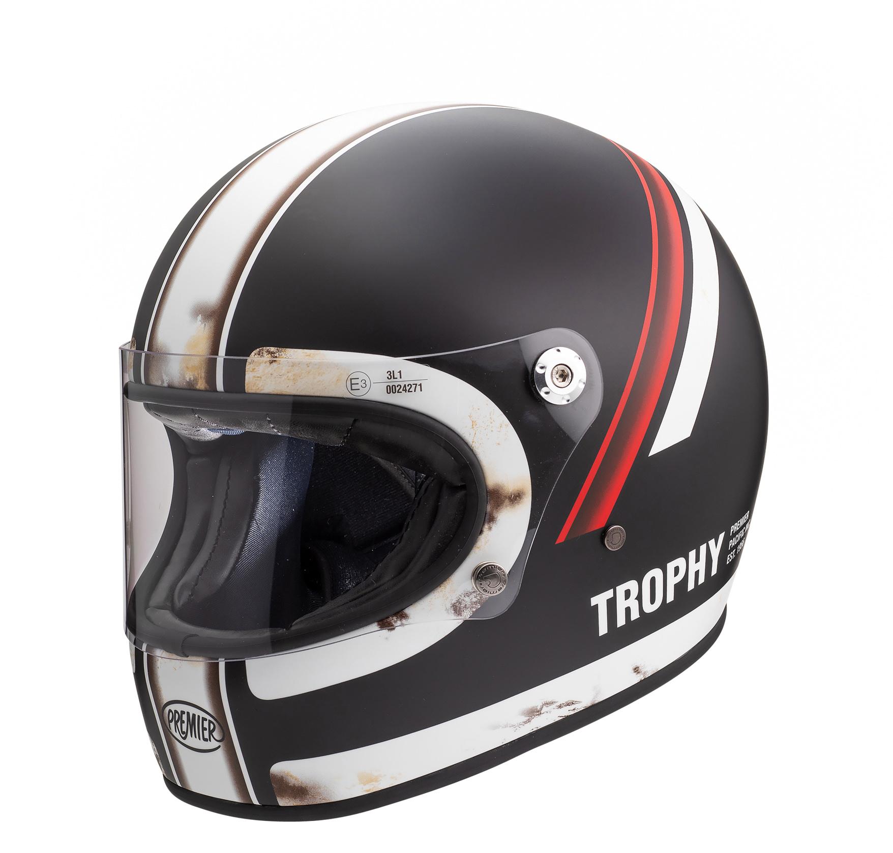 Premier Trophy Full Face Motorcycle Helmet Do - Black/White, L