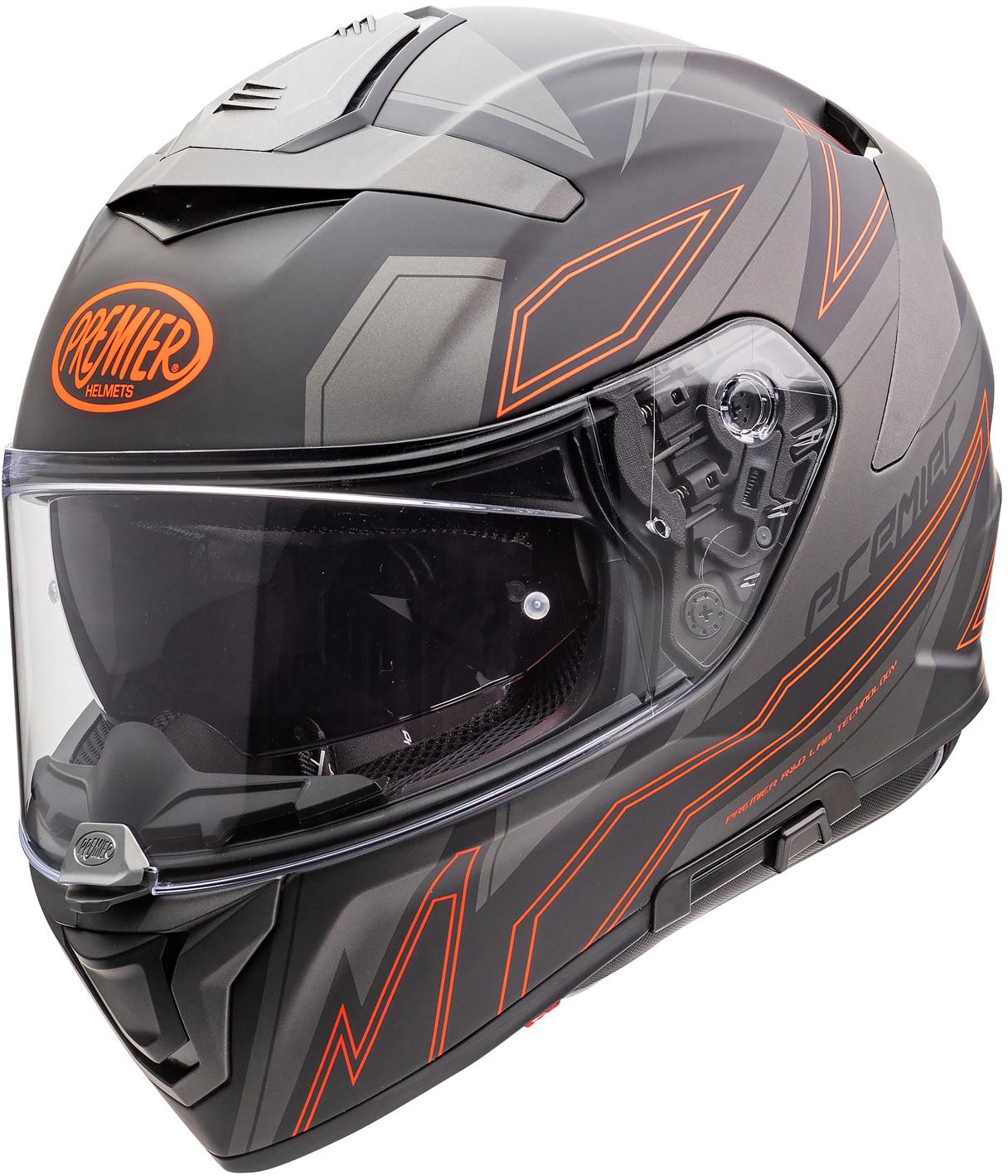 Premier Devil El Full Face Motorcycle Helmet - Black/Orange, M