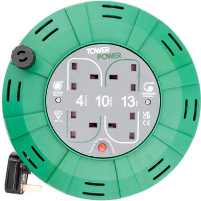 Tower 4 Socket 10 Metre 13 Amp Cassette Tower 4 Socket 10 Metre 13 Amp Cassette