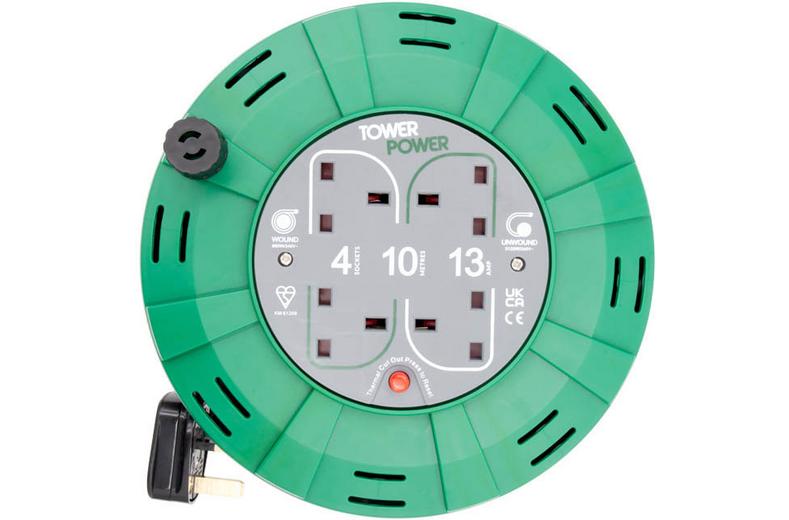 Tower 4 Socket 10 Metre 13 Amp Cassette Tower 4 Socket 10 Metre 13 Amp Cassette