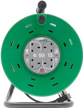 Tower 4 Socket 50 Metre 13 Amp Drum