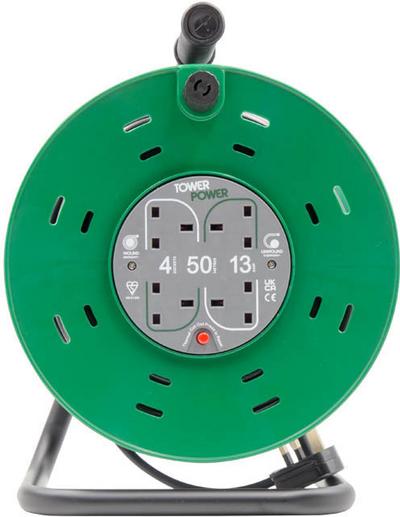 Tower 4 Socket 50 Metre 13 Amp Drum Tower 4 Socket 50 Metre 13 Amp Drum