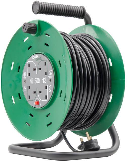 Tower 4 Socket 50 Metre 13 Amp Drum