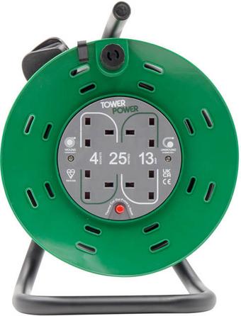 Tower 4 Socket 25 Metre 13 Amp Drum