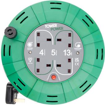 Tower 4 Socket 5 Metre 13 Amp Cassette