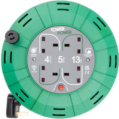Tower 4 Socket 5 Metre 13 Amp Cassette Tower 4 Socket 5 Metre 13 Amp Cassette