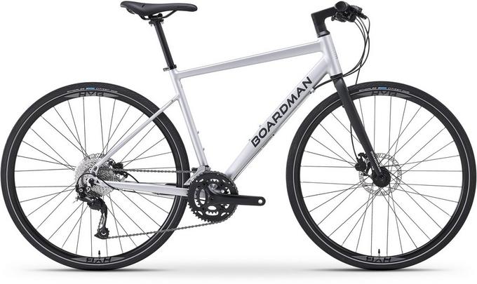 Boardman HYB 8.6 Mens Hybrid Bike - Silver - S, M, L Frames | Halfords UK