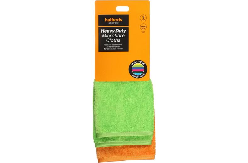 Halfords Pack of 3 Heavy Duty Microfibre Cloths Halfords Pack of 3 Heavy Duty Microfibre Cloths