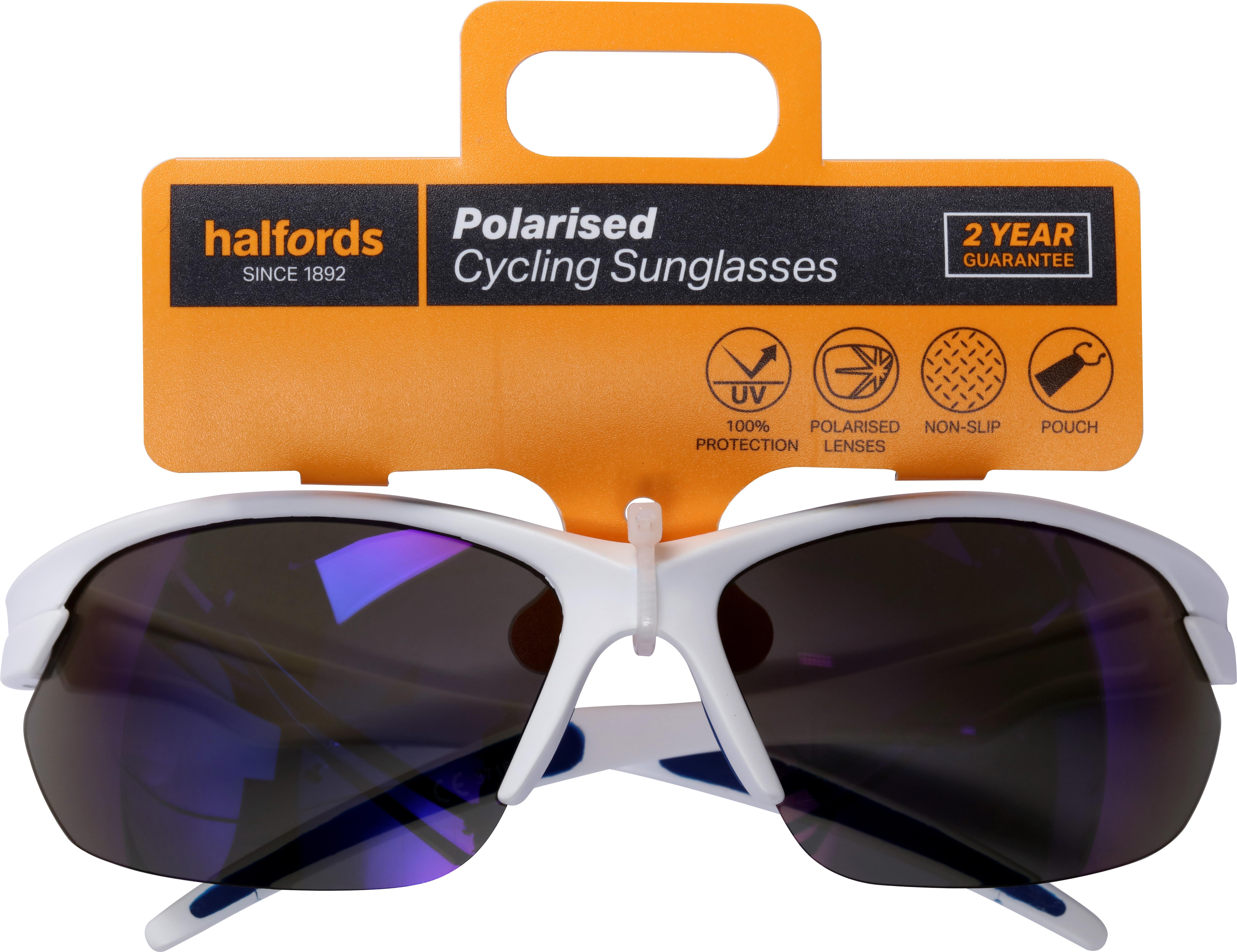 Halfords Half Frame Polarised Sunglasses - White and Blue