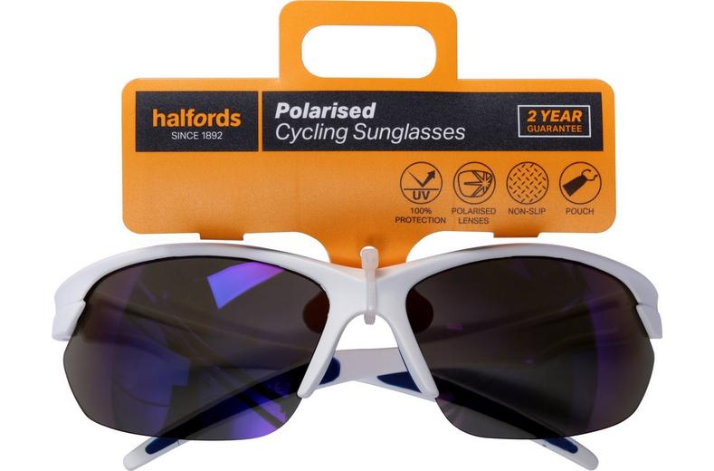 Halfords Half Frame Polarised Sunglasses - White and Blue Halfords Half Frame Polarised Sunglasses - White and Blue