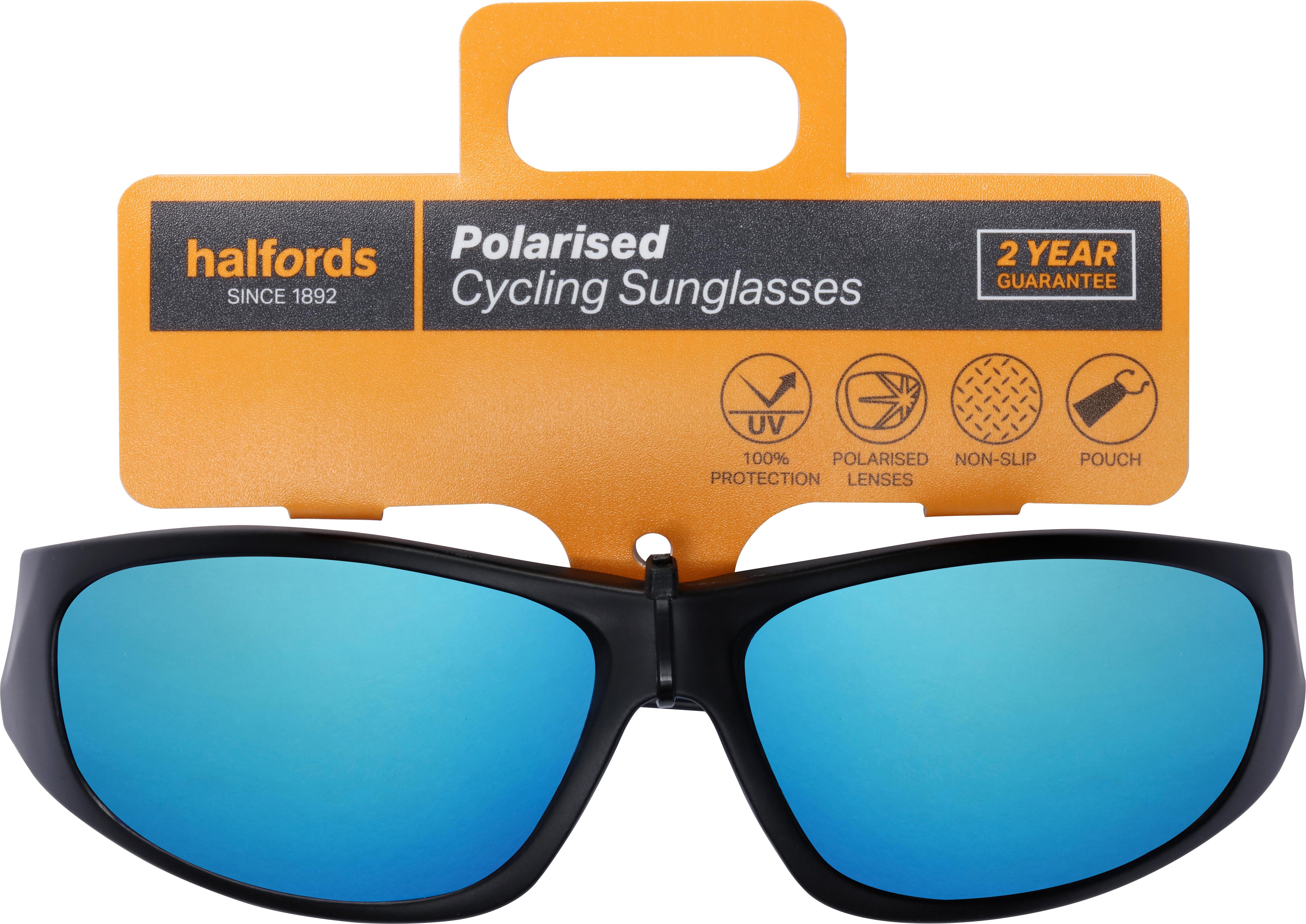 Halfords Full Frame Polarised Sunglasses - Black and Blue
