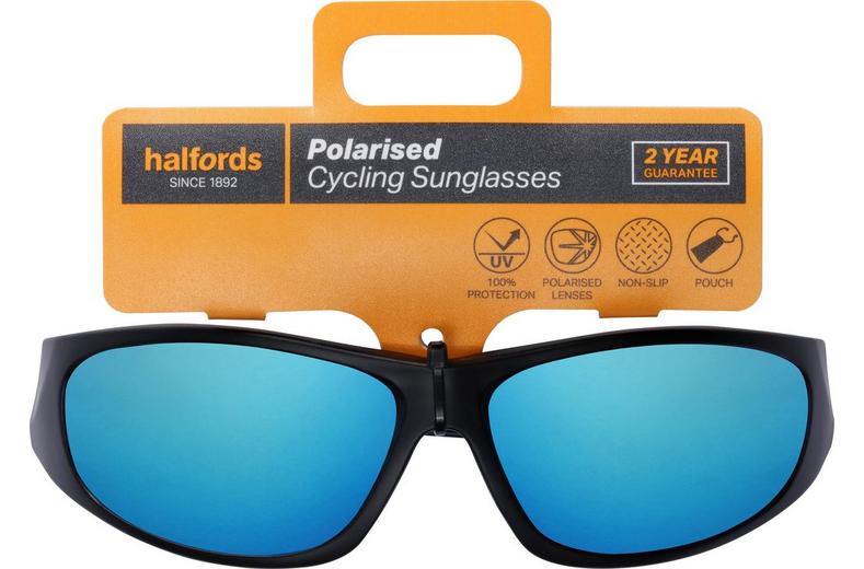Halfords Full Frame Polarised Sunglasses - Black and Blue Halfords Full Frame Polarised Sunglasses - Black and Blue