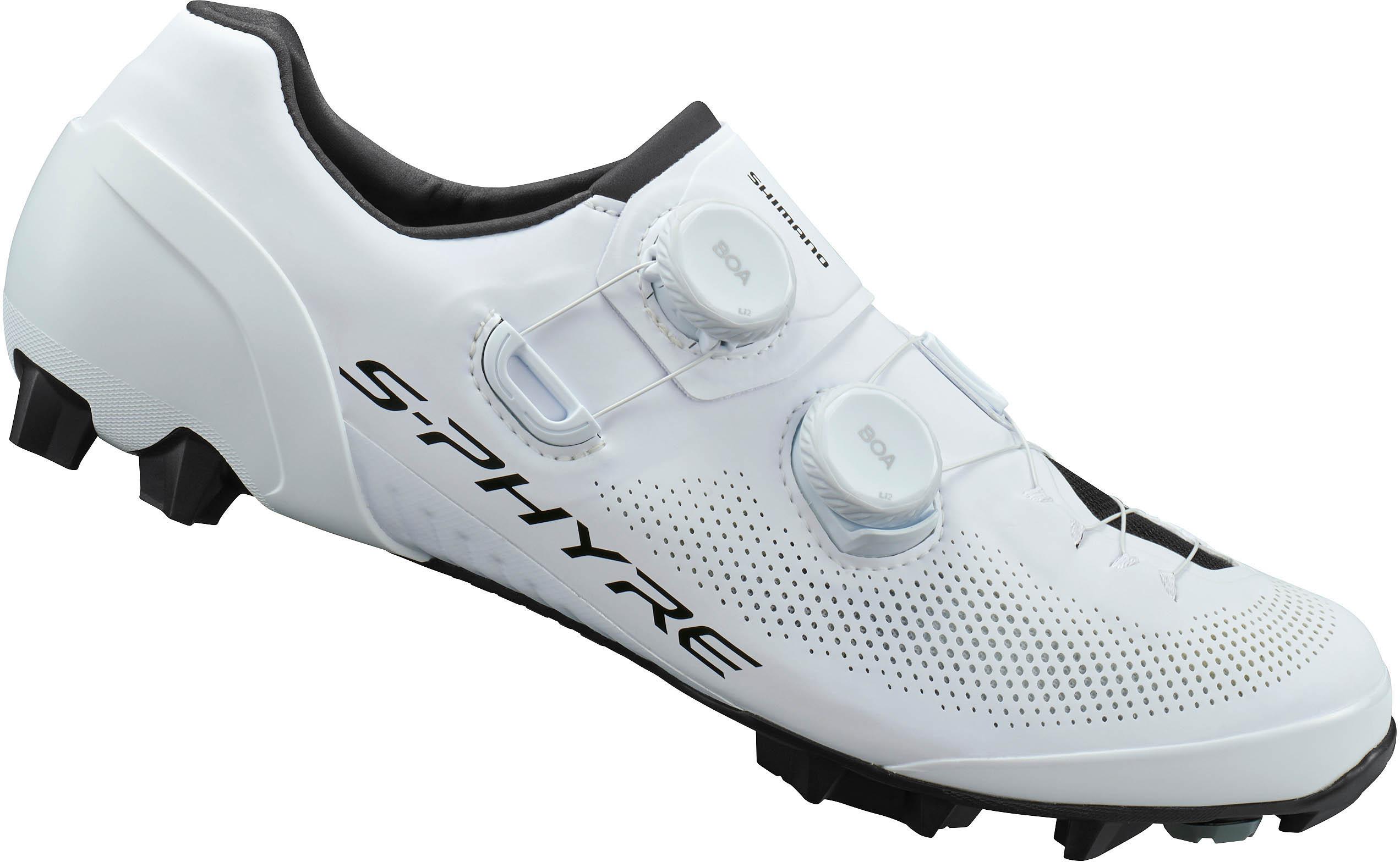 Halfords Shimano S-PHYRE XC903 SPD MTB Shoes, White, 43 | Pricematch, Extra 8% off for BC Members, Free Bike Health Check, Cycle2Work Scheme & 0% APR Finance.
