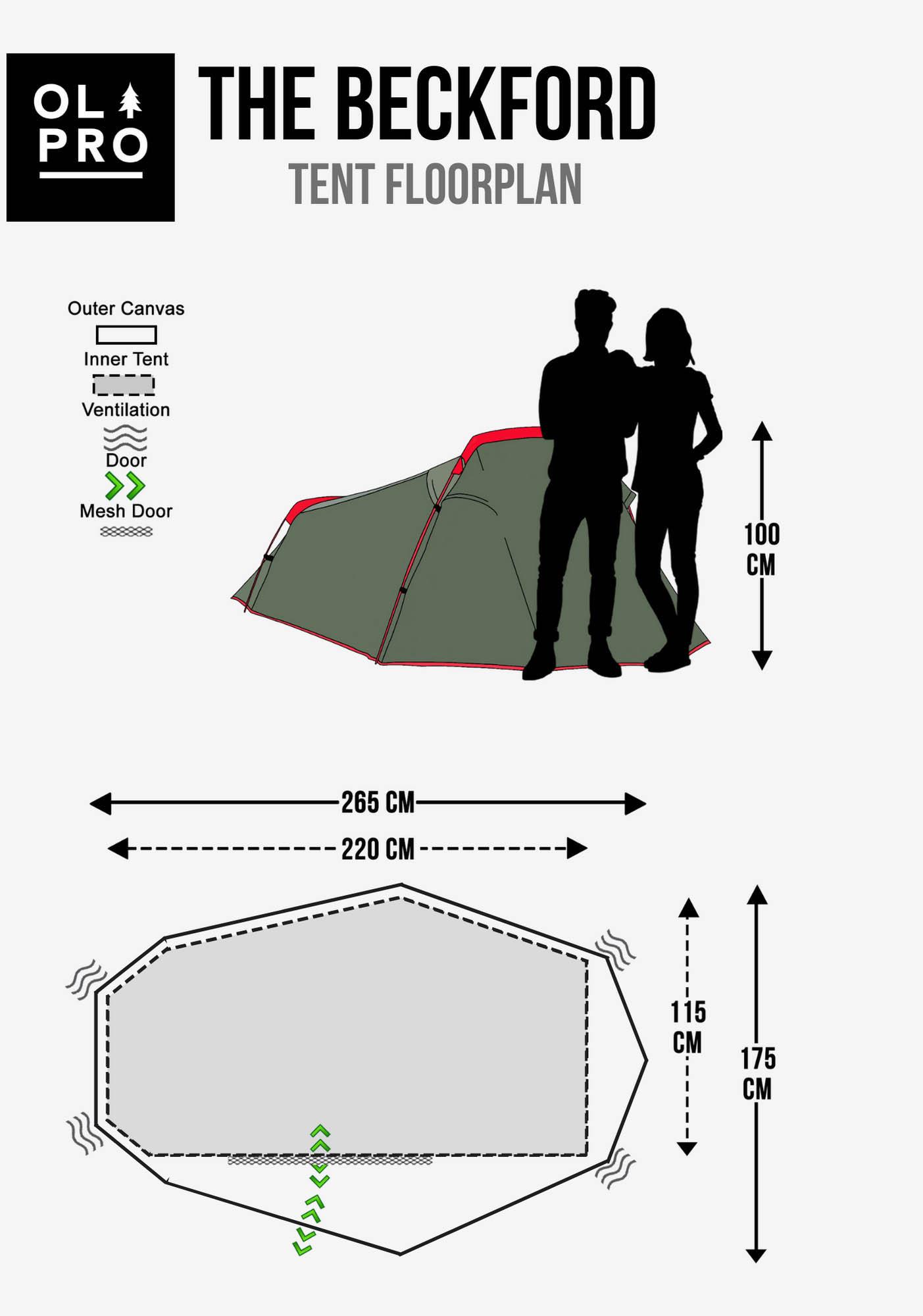 Beckford Lightweight 2 Person Tent (Ripstop) (Ex Voyager)