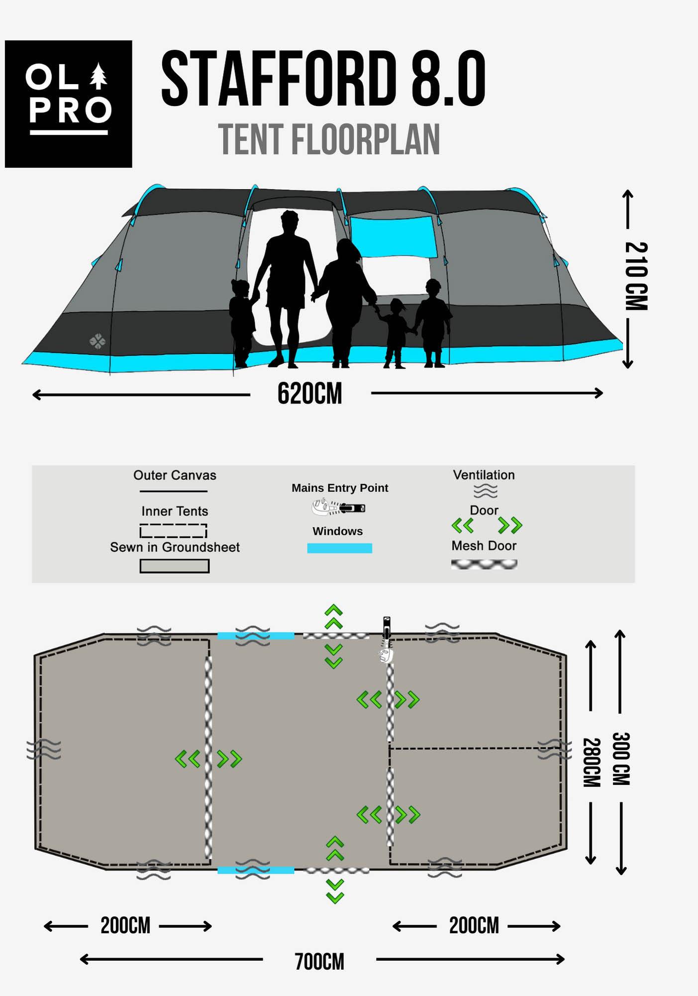 The Stafford 8 Person Tent