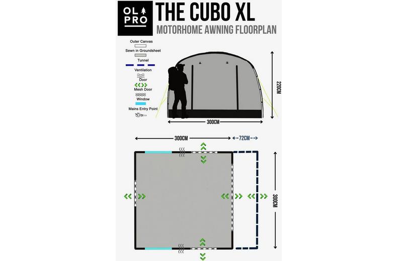 Cubo XL Motorhome Awning ( Fibreglass Poles ) Cubo XL Motorhome Awning ( Fibreglass Poles )