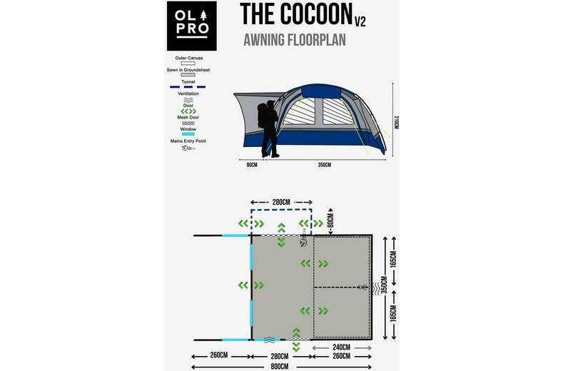 Olpro Cocoon v2 5 Person Campervan awning (Fibreglass Poles) Olpro Cocoon v2 5 Person Campervan awning (Fibreglass Poles)