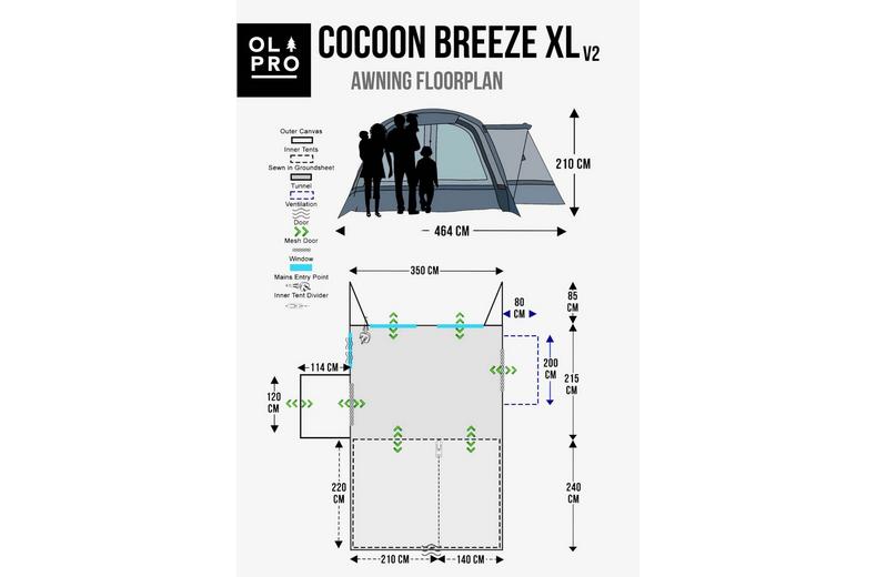 Olpro Cocoon Breeze XL v2 5 Person Motorhome Awning (Grey) Olpro Cocoon Breeze XL v2 5 Person Motorhome Awning (Grey)