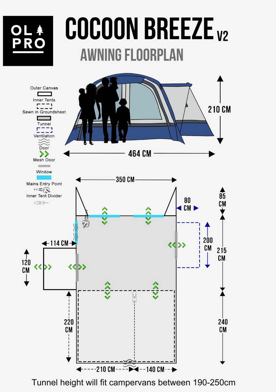 Cocoon Breeze v2  Campervan Awning  (Blue/ Grey)