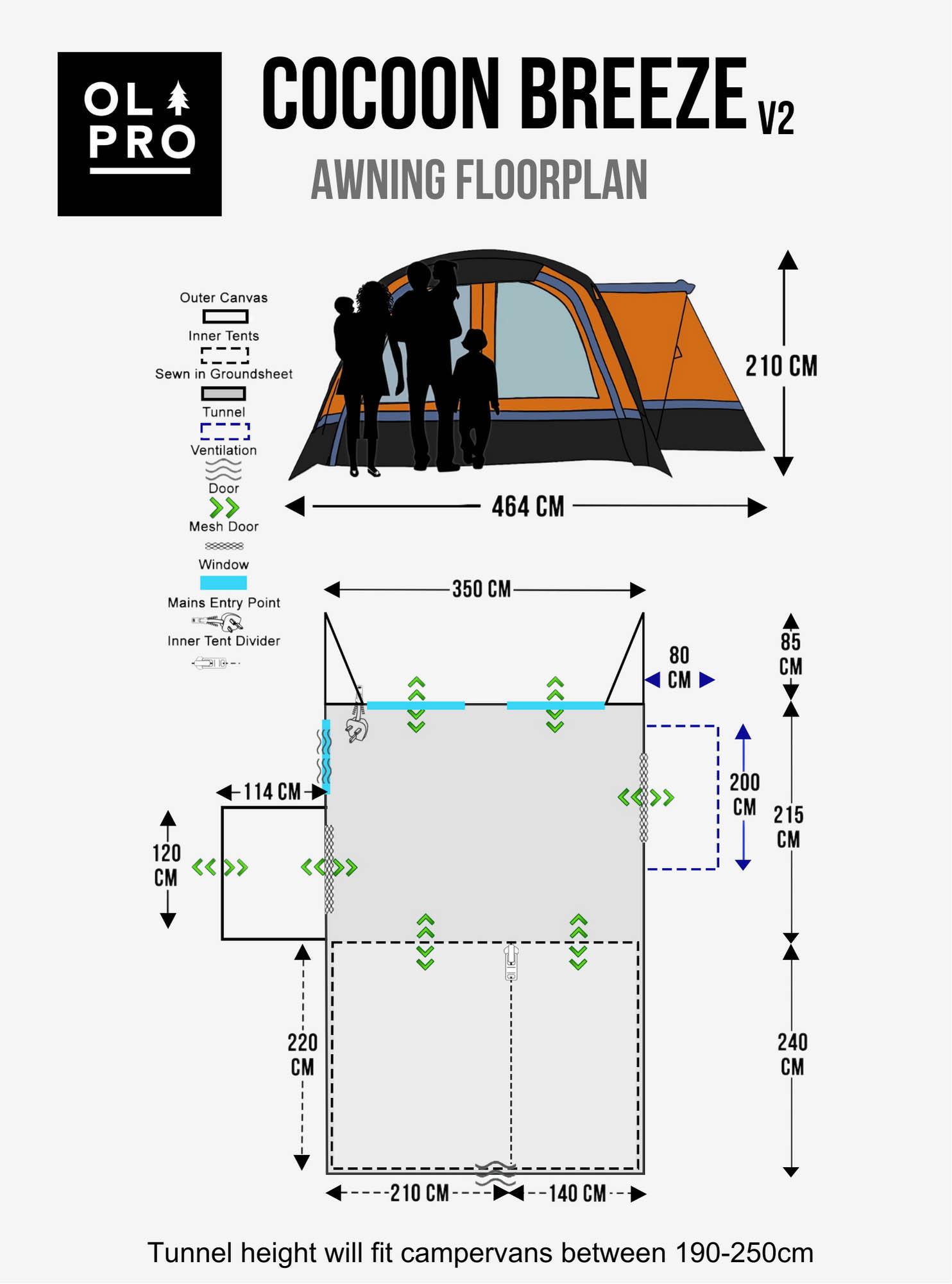 Cocoon Breeze v2 Campervan Awning   (Orange/ Grey)