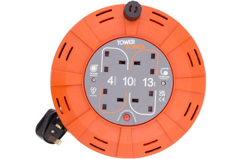 Tower 4 Socket 10 Metre 13 Amp Cable Reel Cassette Tower 4 Socket 10 Metre 13 Amp Cable Reel Cassette