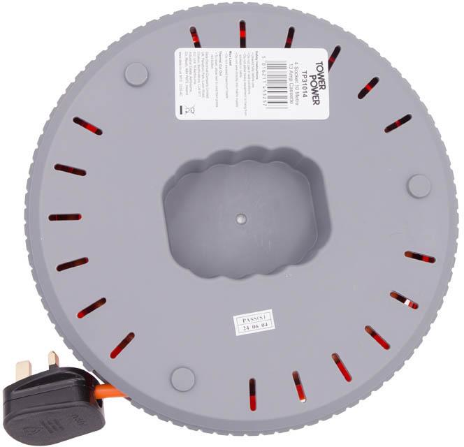 Tower 4 Socket 10 Metre 13 Amp Cable Reel Cassette