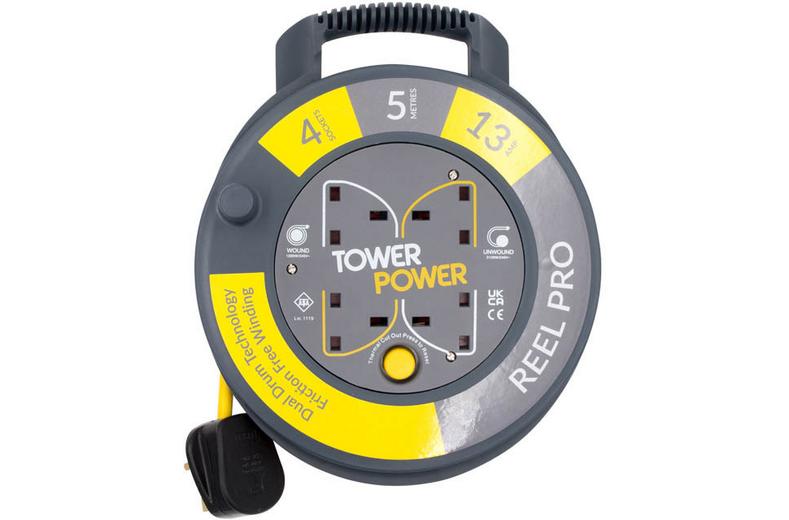 Tower 4 Socket 5 Metre 13 Amp Reel Pro Cassette Tower 4 Socket 5 Metre 13 Amp Reel Pro Cassette