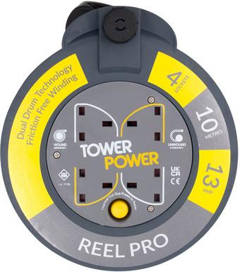 Tower 4 Socket 10 Metre 13 Amp Reel Pro Cassette