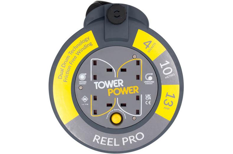 Tower 4 Socket 10 Metre 13 Amp Reel Pro Cassette Tower 4 Socket 10 Metre 13 Amp Reel Pro Cassette