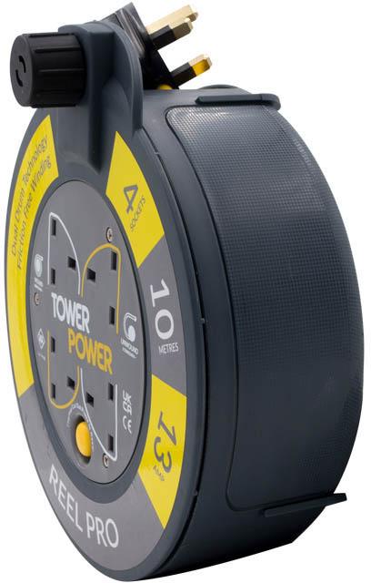 Tower 4 Socket 10 Metre 13 Amp Reel Pro Cassette