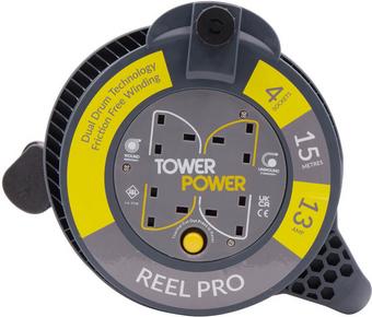 Tower 4 Socket 15 Metre 13 Amp Reel Pro Case