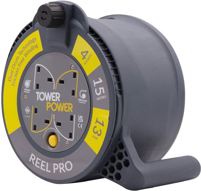 Tower 4 Socket 15 Metre 13 Amp Reel Pro Case
