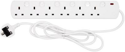 Tower 6 Socket 2 Metre 13 Amp Switched Extension Lead Tower 6 Socket 2 Metre 13 Amp Switched Extension Lead