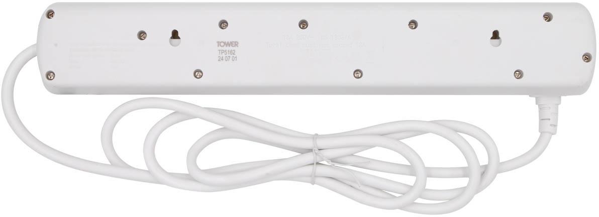 Tower 6 Socket 2 Metre 13 Amp Switched Extension Lead