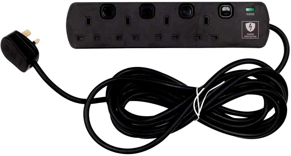 Tower 4 Socket 5 Metre 13 Amp SurgeSwitched Extension Lead