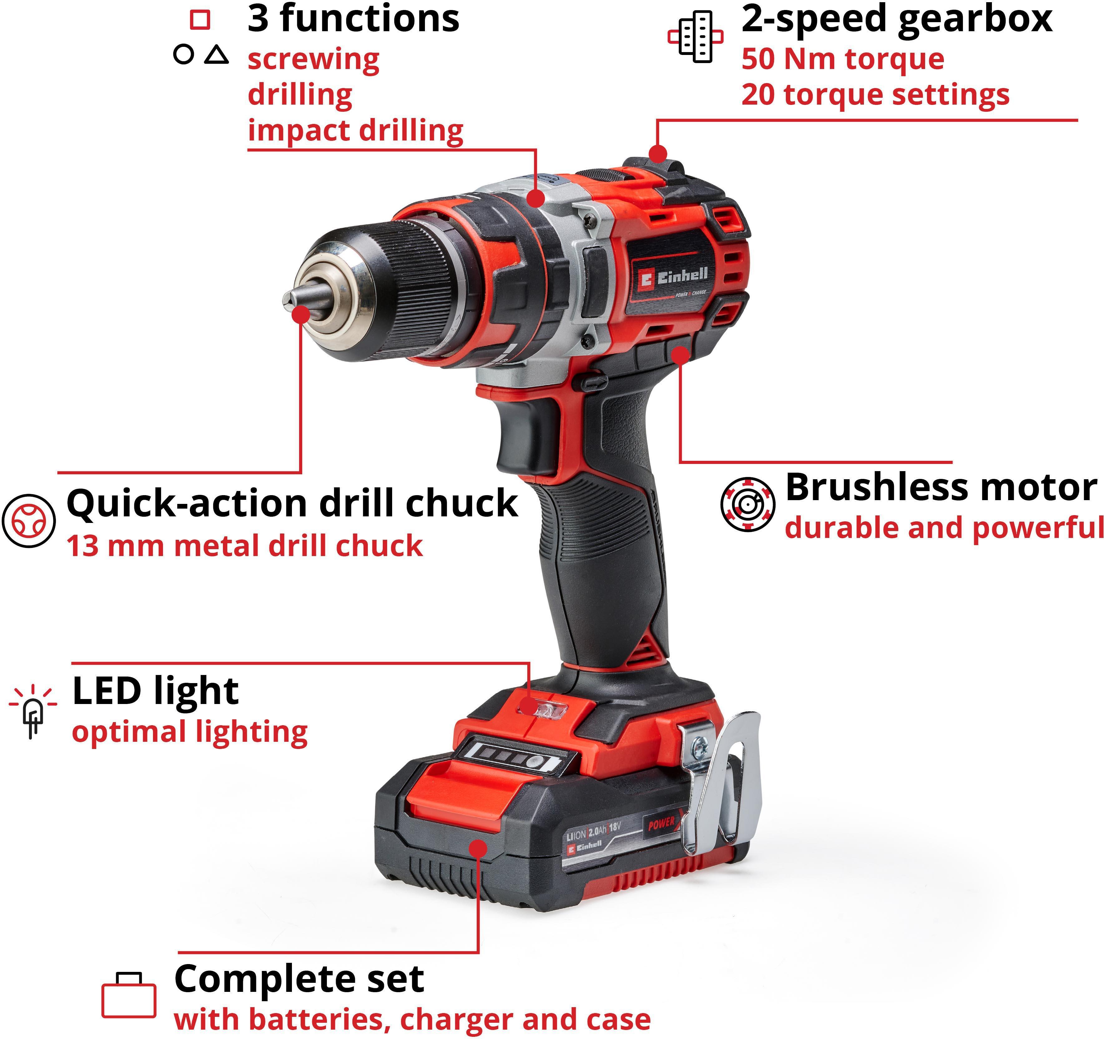 Einhell 18V Pro 50Nm Combi Drill Kit